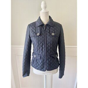 Hobbs London Quilted Jacket UK 10 US 6 Navy Blue